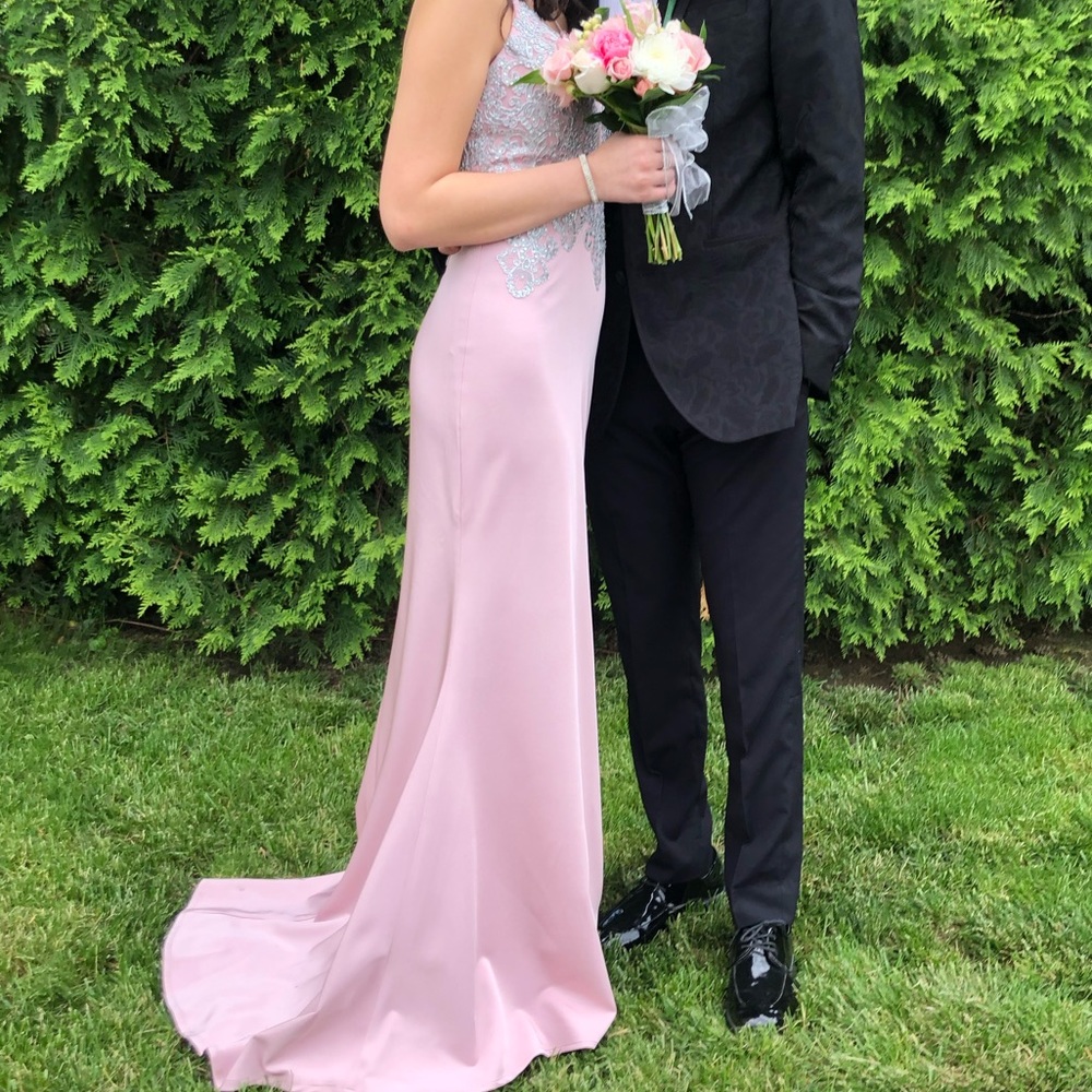Pink and Silver Prom Dress